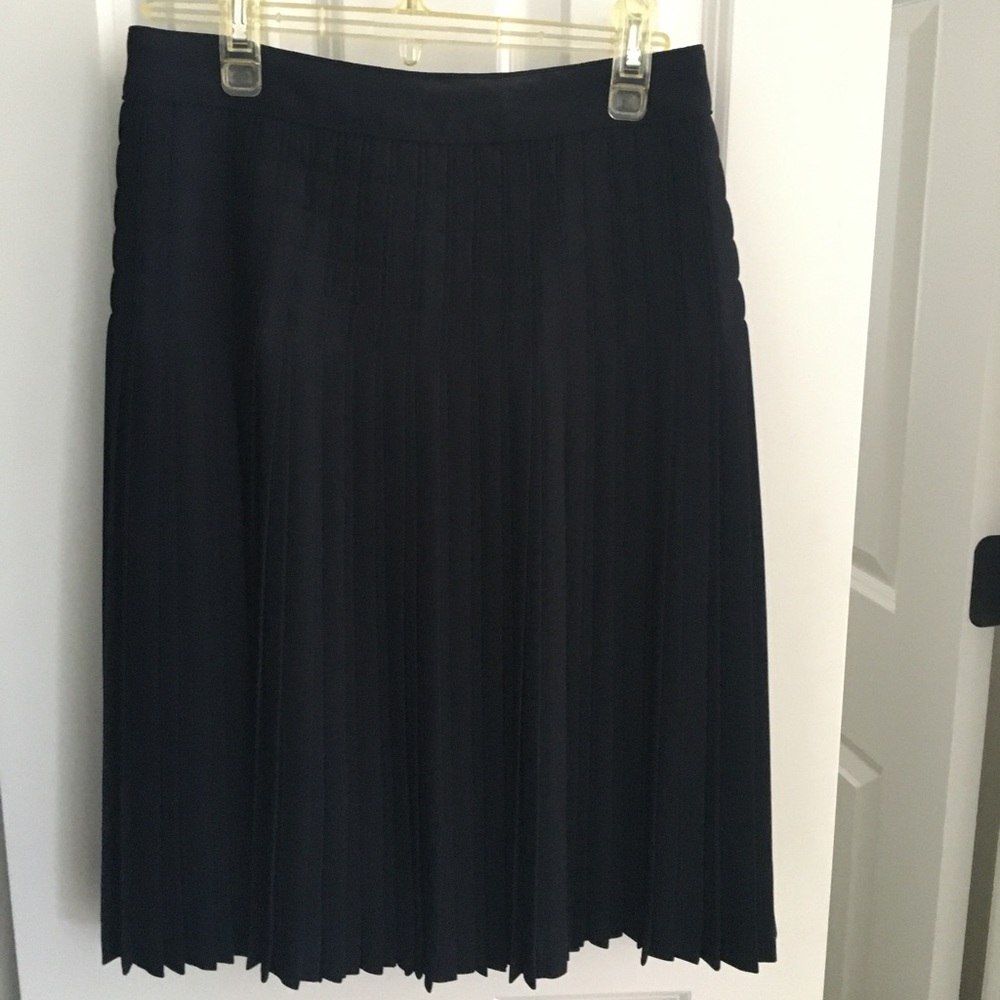 J Crew Knife Pleated Navy Skirt